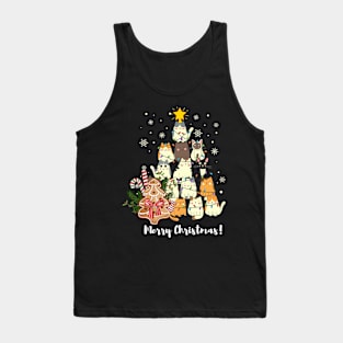 Christmas Cat Trees, Cute Merry Christmas & Trees, White Christmas Trees Design, premium unisex kitten xmas tee, Tank Top